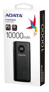 Adata Ap10000qcd-Dgt-Cbk P10000qcd Black Powerbank 10000mah(37wh) , Qualcomm Quick Charge 3.0 , Pd3.0 Fast Charge , Resilient Plastic With Fire-Retardant , 5v/3a Or 9v/2a Input For Fast Charging + Triple Output ( 2x Usb Type-A + 1x Usb3 Type-C ) , For App