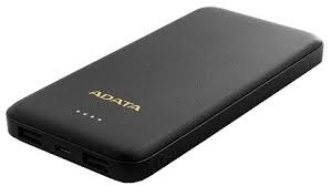 Adata At10000-Usba-Cbk T10000 Black Powerbank – Universal Mobile Device Battery , 15mm Slim With Lithium Polymer Batteries , 10000mah/37w , Resilient Plastic With Fire-Retardant , 5v/2a Input For Fast Charging + 5v / 2a Dual Output , For Apple Idevice +