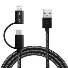 Adata Amfi2in1-200cm-Cbk Universable Cable – Plastic Black 200cm – Apple Mfi Certified