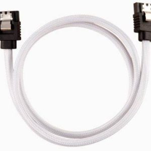 Corsair Cc-8900253 Sata Cable 60cm Flexible Mesh Paracord Sleeved – White With Straight Connector