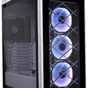Lian-Li Pc-A550 Alpha550 All White Rgb Ready ( 3xfan+Led Strip With 21 Buttons Remote Control ) 4x Tempered Glasses With Vertical Gpu Mounting Ready No Psu