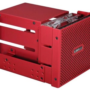Lian-Li Ex-33r1 All Red Aluminum Hdd Cage Internal With Meshed Front Panel With 1000rpm 120mm Fan + Air Filter+Anti-Vibration Kit – For 3x 3.5″ Hdd In 3×5.25″ Bay – Compatible With Most Of Case