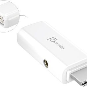 J5create Jda203 Hdmi To D-Sub(Vga) + 3.5mm Audio Out Converter ( Female Work With Existing Cable ) – Support Upto Fhd 1920×1200 / 1080p @60hz White For Mac Or Pc 60x25x13mm – Retail Pack