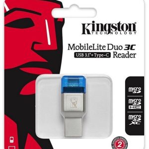 Kingston Fcr-Ml3c Mobilelite Duo 3c – Otg Type-A + Type-C Flash Drive Type Micro-Reader For Microsdhc/Sdxc Metal Casing – 43x18x11mm Ultra-Compact