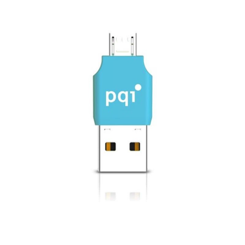 Pqi Rf01-0011r014j Connect 203 Blue – Microreader For Microsdhc/Sdxc Flash Drive Type With Usb+Microusb Dual Interface – 33×14.7×8.3mm Ultra-Compact