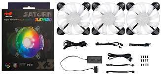Inwin Asn120 Saturn Argb With High Airflow X3 Kit + Controller With Modular Connector For Daisychain Transparent Frame+Blade To Increase Visual Lighting Effec – 120x120x25mm 9x Black Sickle Blades Pwm Fans Shockproof Rubber Corners For Noise Reductio