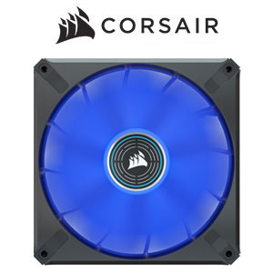 Corsair Co-9050125-Ww Ml140 Elite Black With 8x Blue Leds 140x140x25mm Premium Magnetic Levitation Bearing 7 Blades Pwm Fans With Airguide 400-1600rpm 10-32dba 15-83cfm 0.3-2mm/H2o Static Pressure
