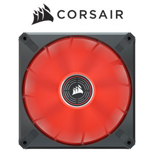 Corsair Co-9050123-Ww Ml140 Elite Black With 8x Red Leds 140x140x25mm Premium Magnetic Levitation Bearing 7 Blades Pwm Fans With Airguide 400-1600rpm 10-32dba 15-83cfm 0.3-2mm/H2o Static Pressure