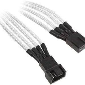 Bitfenix Bfa-Msc-3f30wk-Rp Alchemy Multisleeved(3) Cable – 30cm 3 Pin Power Extension Cable For Cpu Fan Or System Fan – White