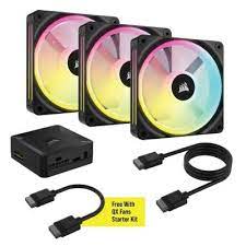 Corsair Co-9051002-Ww Icue Link ( Daisy Chain ) Qx120 Rgb Black – X3 Kit + Icue Liink System Hub ( Connect Up To 14 Devices ) – With 34x Rgb Leds In 2+2 ( Double Sided ) Separate Light Loops ; 120x120x25mm Magnetic Dome Bearing 7 Blades Pwm Fans Rubber