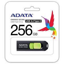 Adata Acho-Uc300-256g-Rbk/Gn 256gb Uc300 Flash Drive With Keyring Loop + Capless Sliding Design Usb3 (Gen1/5gbps) Type-C For Pc Or Mobile Devices Read/Write : 100/15 Mb/Sec 63×20.5x10mm Mini Size Support Linux Mac Os – 5 Years Warranty