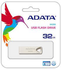 Adata Uv210 32gb Usb2.0 Flash Drive Sandblasted Zinc-Alloy Housing With Integral Strap Hole For Lanyard Or Keychain Advanced Cob ( Chip-On-Board ) Design With Dust/Shock/Water Resistant 39×12.2×4.5mm Support Linux Mac Os Support Free Ostogo + Ufdto