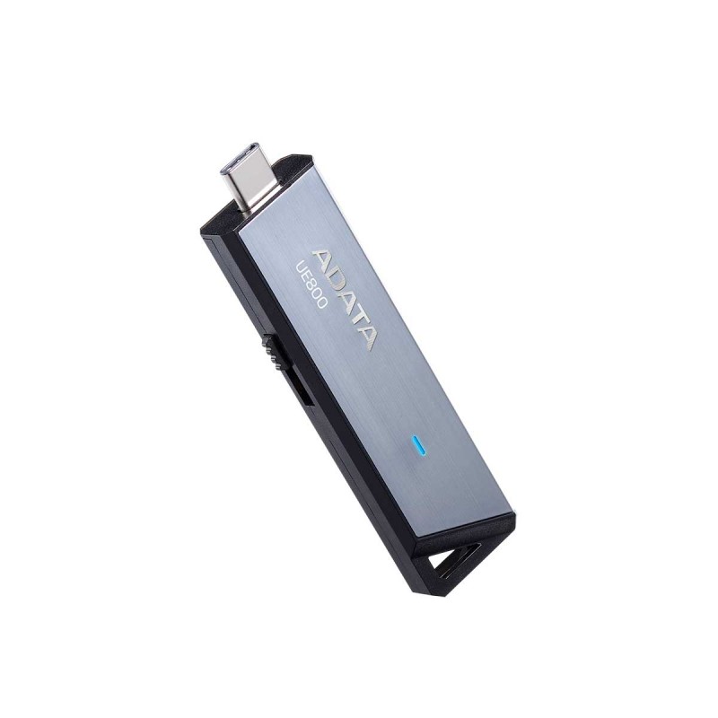 Adata Aeli-Ue800-512g-Csg 512gb Ue800 Flash Drive With Metal Casing + Keyring Loop Usb3 (Gen2/10gbps) Type-C For Pc Or Mobile Devices Read/Write : 1000/1000 Mb/Sec Capless Sliding Design 73x21x9mm Support Linux Mac Os – 5 Years Warranty