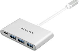 Adata Aca3hubal Usb Type-C ( 5gbps ) -> 3x Type-A ( Usb3.1/3.0/2.0 ) + 1x Type-C Hub Ideal For Desktop Or Notebook/New Macbook 76x46x12mm Aluminum Housing Usb-Powered ( No Ac-Adapter ) Also Work As Type-C Charger For Mobile Or New Macbook