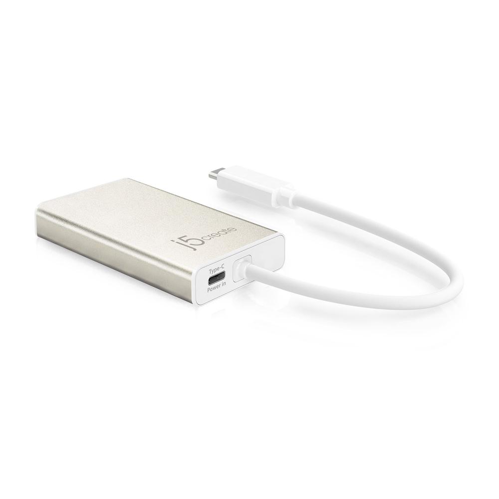 J5 Create Jch346 Usb Type-C ( Gen1 5gbps ) -> 3x Type-A ( Usb3.1/3.0/2.0 ) + 1x Type-C Hub Ideal For Desktop Or Notebook/New Macbook 51x15x98mm + 250mm Cable Aluminum Housing Usb-Powered Also Work As Type-C Charger For Mobile Or New Macbook