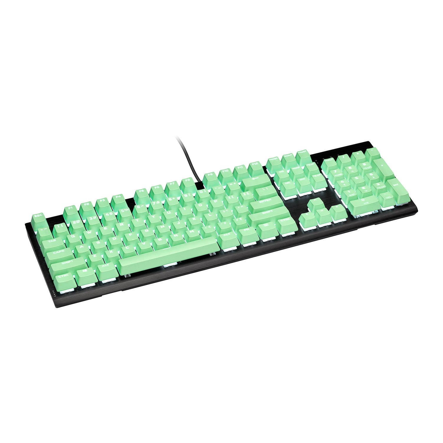 Corsair Ch-9911080-Na Pbt Double-Shot Pro Keycap Mod Kit – Mint Green – Heavy-Duty Pbt Plastic With Textured Surface Thick 1.5mm Double-Shot Walls With Backlit Font O-Ring Dampeners Included For Quieter Keystrokes 104 Backlit Keys With Puller