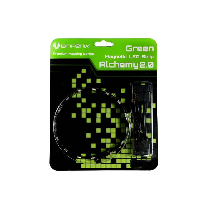 Bitfenix Bfa-Mag-12gk6-Rp Alchemy 2.0 Magnetic Led Strips – With Magnets Embedded Into Strips Tribright Led With Independent Ics For Each Led Bulb Support Daisy-Chain Connect For Mutiple Led Strips/Power Adapter – Green 6 Leds / 12c
