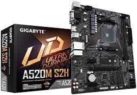 Gigabyte A520m-S2h : Amd Am4 Mb – With 4+3 Phase Digital Vrm + Rgb Fusion With Addressable Led Strip Support On-Board Q-Flash Buttons Smartfan5 With 5x Temperature Sensors + 3x Hybrid Fan Headers Solid Pin Power Connectors ( Atx 8pin ) With Anti-Sulf