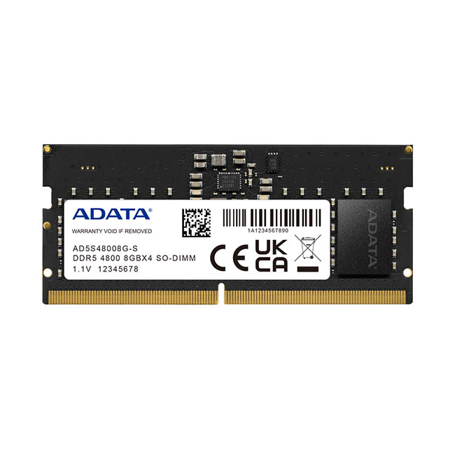 Adata Ad5s48008g Ddr5 Nb So-Dimm Valueram 8gb Ddr5-4800 Single Rank X4 Cl40 – 262pin Built-In Ecc 1.1v – Lifetime Warranty – Retail Pack