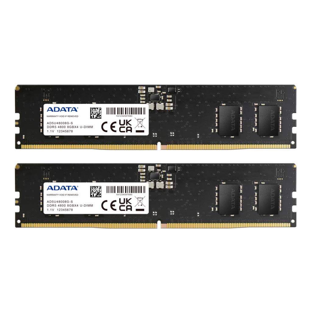 Adata Ad5u48008g-Dt – Ddr5-4800 Value 8gb X2 Dual Kit Cl40 – 288pin 38.4gb/Sec Memory Bandwidth Built-In Ecc 1.1v With Built-In Power Management Ic – Lifetime Warranty – Retail Pack