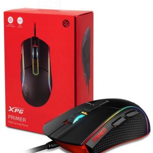 Adata Xpg Primer Optical Gaming Mouse – Black With Customizable Rgb (16.8m Color) In 3 Zones Durable Double-Shot Surface With Pbt 98g Lightweight 20 Million Clicks Omron Switch 6 Pogramable Buttons Pixart Pmw3360 400-12000dpi 200ips ( Inch Per Sec )