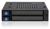 Icydock Mb522sp-B Trayless Mobile Rack Black – For Upto 2x 9.5mm 2.5″ Sata6g /Sas In 3.5″ Bay With Push And Eject Design With Led – Full Metal Construction