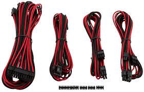Corsair Cp-8920148 Red+Black Premium Individually Sleeved Flexible Paracorded Modular Cable Starter Kit With 4x Cable Combs – Include 1x 610mm Atx ( 20+4pin) + 1x 750mm Eps12v(4+4pin) + 2x 650mm Pci-E 8(6+2) Pin With Carry Bag – For Rmx Series ; Rmi Ser