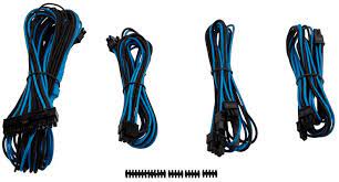 Corsair Cp-8920150 Blue+Black Premium Individually Sleeved Flexible Paracorded Modular Cable Starter Kit With 4x Cable Combs – Include 1x 610mm Atx ( 20+4pin) + 1x 750mm Eps12v(4+4pin) + 2x 650mm Pci-E 8(6+2) Pin With Carry Bag – For Rmx Series ; Rmi Ser
