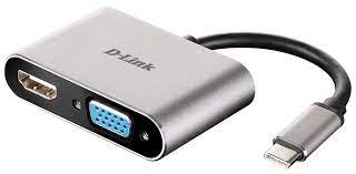 D-Link Dub-V210 Type-C Usb3 To Hdmi + Vga ( D-Sub ) Converter/Cable ( Female Work With Existing Cable ) Ideal For Desktop Or Notebook/New Mac Book Support Upto Full Hd@Vga ( 1920×1080@60hz ) Or 4k Hdmi ( 3840×2160@30hz ) Supports Mirror Mode 63x41x15