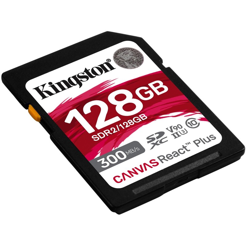 Kingston Sdr2/128gb Canvas React Plus Sdxc 24x32x2.1mm Uhs-Ii U3 V90 A1 ( 16pin Dual Channel Compatiable With Old Uhs-I Device/Reader ) Not Compatible With Sdhc Only Device/Reader Read/Write : 300/260mb/Sec – Lifetime Warranty Retail Pack
