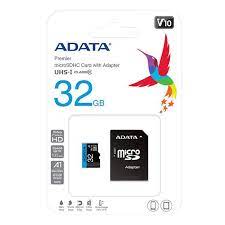 Adata Premier Ausdh32guicl10-Ra1 32gb Micro Sdhc ( 15x11x1mm ) With Sd Adapter – Uhs-I Cl10 ( Uhs-I / Sd3.0 ) With Sdmi Read/Write : 50/10mb/Sec 1400/100 Iops Read/Write – Lifetime Warranty Retail Pack