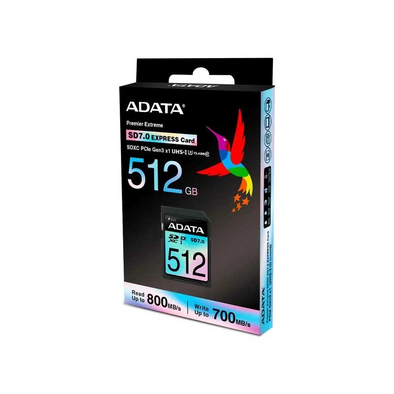 Adata Asd512gex3l1 512gb Sdxc Premier Extreme Series – Sd Express 7.0 ( Ssd Class Pcie Gen3x1 And Nvme ) With Anti-Static/Water/ Temperature/ Shock/ Vibration/ X-Ray Proof 24x32x2.1mm Not Compatible With Sdhc Only Camera/Reader – Uhs-I Ex-I V30 Read/