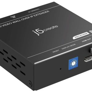 J5create Jvae52-Rx Receiver – Video Wall Over Ip Extender – Hdmi Over Utp 1080p Broadcaster Via Utp ( Rj45/Cat5e/Cat6 ) – Utp/Rj45 In + Lockable Hdmi Out 4.96 Gbps Upto 100m/1080p 10 Group Dip Switch For Tx-Rx Pairing 16-Position Video Display Config
