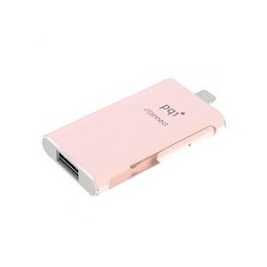 Pqi 6i01-032gr4001 Iconnect 32gb Rose Gold - Usb3.0 + Apple Certified Mfi Lightning Dual-Connectors Flash Drive For Ios/Mac/Pc ; 54x31x8mm Read/Write : 30.2/15.5 Mb/Sec With Backup Software - 2 Years Warranty