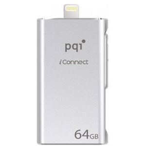 Pqi 6i01-064gr1001 Iconnect 64gb Silver - Usb3.0 + Apple Certified Mfi Lightning Dual-Connectors Flash Drive For Ios/Mac/Pc ; 54x31x8mm Read/Write : 30.2/15.5 Mb/Sec With Backup Software - 2 Years Warranty