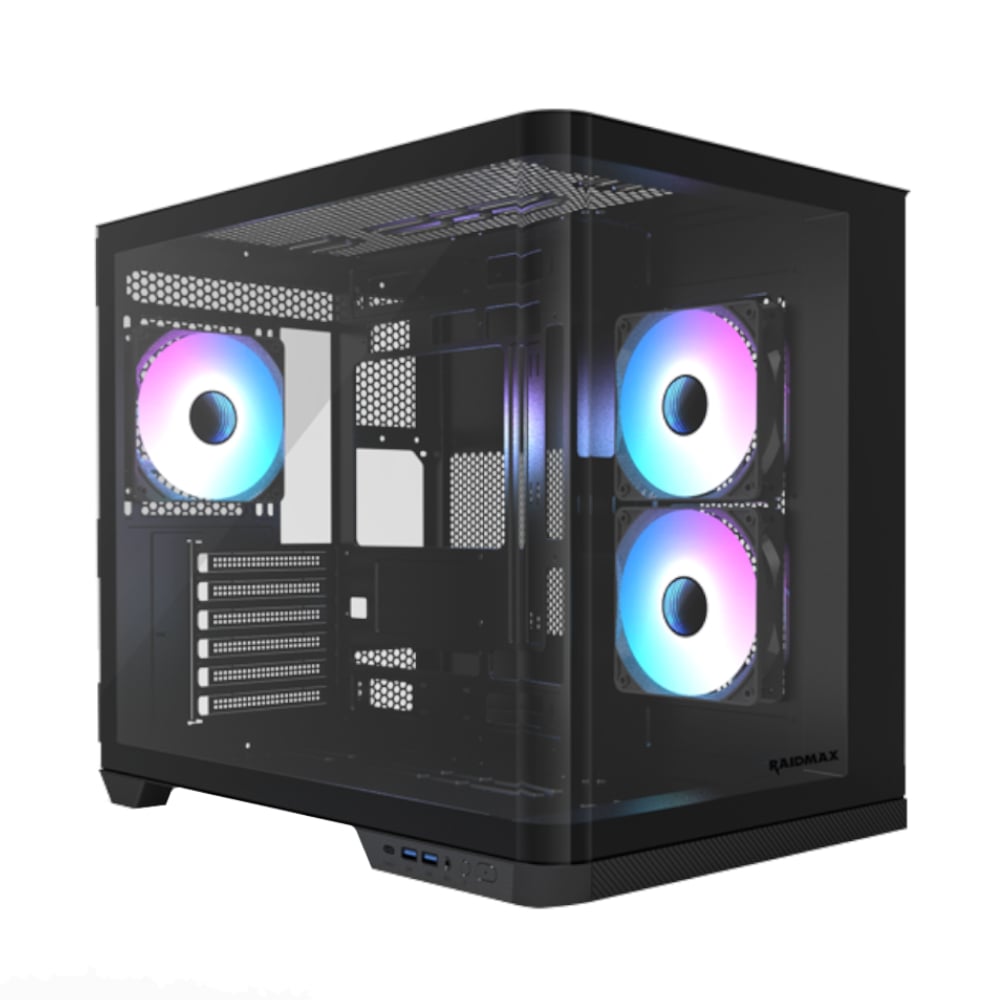 Raidmax I630 Atx | Micro-Atx | Itx Argb Mid-Tower Dual Chamber Curved Glass Gaming Chassis - Black