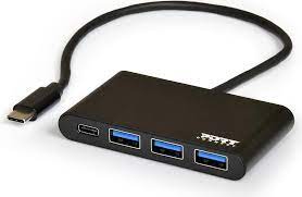 Port Usb Type-C To 3 X Usb3.0 And 1 X Type-C Pd 30cm 4 Port Hub - Black