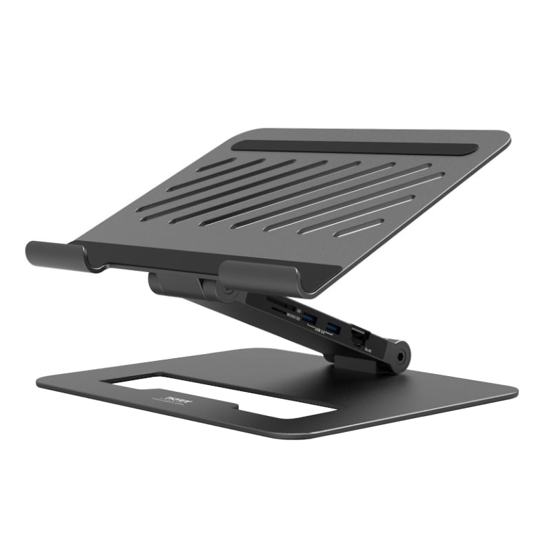 Port Connect Adjustable Stand + Dock Type-C To 1 X Rj45|2 X Usb3.1 Gen1|2 X Hdmi 4k@60hz|1 X Type-C|Pd85w|Sdand Micro Sd Reader