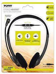 Port Stereo Headset With Mic With 1.2m Cable|1 X 3.5mm|Volume Controller - Black