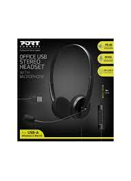 Port Connect Usb Headset 1.8m Cable With Mic And Padded/Soft Cushions Black