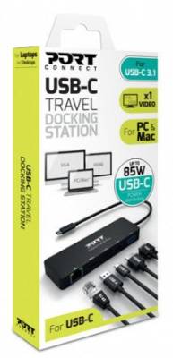 Port Usb Type-C To 1 X Rj45|1 X Usb3.0 Ss|1 X Type-C 85w Pd|1 X Hdmi2.0|1 X Vga 30cm Cable Dock - Black