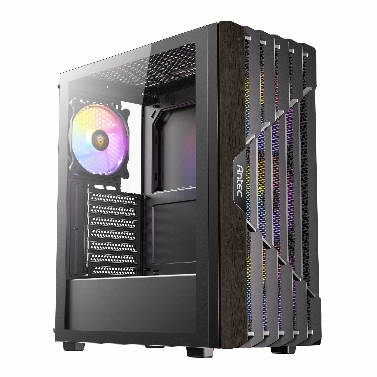 Antec Ax63 Wood Argb Atx Mid Tower Gaming Chassis - Black