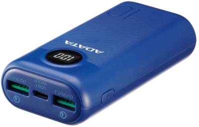 Adata Ap10000qcd-Dgt-Cdb P10000qcd Drak Blue Powerbank 10000mah(37wh) , Qualcomm Quick Charge 3.0 , Pd3.0 Fast Charge , Resilient Plastic With Fire-Retardant , 5v/3a Or 9v/2a Input For Fast Charging + Triple Output ( 2x Usb Type-A + 1x Usb3 Type-C ) , For