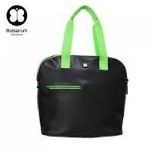Vax Bolsarium Calabria - 14" - Women's Tote - The Compact Tote Bag - Black & Purple Handle & Zipper