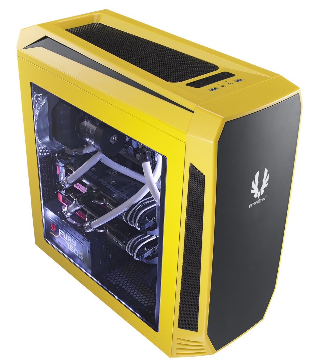 Bitfenix Aeg-300-Ykwl1 Aegis - Yellow + Windowed + Icon Disply With Programmable Icon Display ( 240x320 2.8" Tft Lcd ) + 3-Speeds Fan Controller Closed Panels For Noise Shielding With Reservoir Bracket + Pump Bracket 200mm Width Slim Design No P