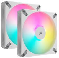 Corsair Co-9050165 Af120 Slim Rgb X2 Kit + Controller ( Lighting Node Core ) - White With 8x Rgb Leds - 120x120x15mm Fluid Dynamic Bearing 11 Blades 600-2000rpm 3.9-27.5dba 13.4-56.3cfm 0.2-1.9 Mm/H2o