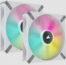 Corsair Co-9050119-Ww Ml140 Elite Rgb White Dual X2 Kit + Controller ( Lighting Node Core ) - With 8x Rgb Leds 140x140x25mm Premium Magnetic Levitation Bearing 7 Blades Pwm Fans With Airguide 400-1600rpm 10-32dba 15-83cfm 0.3-2mm/H2o Static Pressu