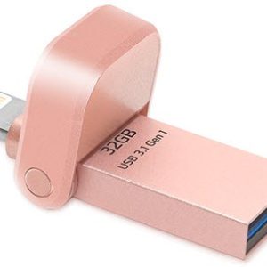 Adata I-Memory Flash Drive Ai920-32g-Crg 32gb Rose Gold - Usb3 + Apple Certified Mfi Lightning Dual-Connectors Flash Drive For Ios/Mac/Pc Cob Design With Mini-Size ( 37.8x16.9x6.9mm ) Dust And Water Resistant Support Ultra Hd 4k Video Playback + Apple