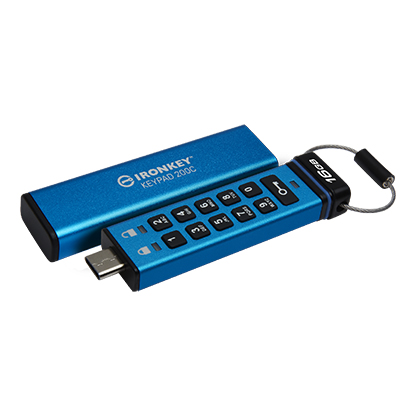 Kingston Ikkp200c/16gb Ironkey Keypad 200 16gb Usb3 Type-C Flash Drive With Hardware-Secured Lock ( With Customizable 10x Digit Numeric Combination Lock ) Auto-Lock When Removed From Host Device Drive Locks Down And Reformats After 10 Invalid Login A