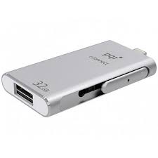 Pqi 6i01-032gr1001 Iconnect 32gb Silver - Usb3.0 + Apple Certified Mfi Lightning Dual-Connectors Flash Drive For Ios/Mac/Pc ; 54x31x8mm Read/Write : 30.2/15.5 Mb/Sec With Backup Software - 2 Years Warranty